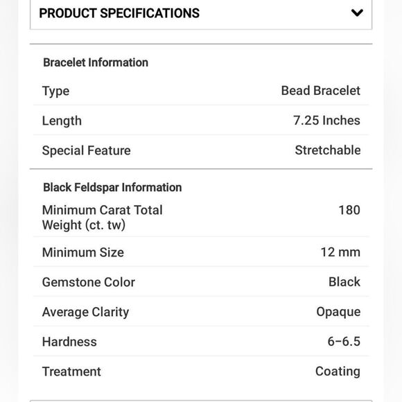 Black Feldspar 12mm Beaded Stretch Bracelet - Picture 8 of 8